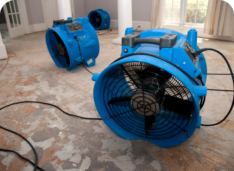 Air movers in restoration process