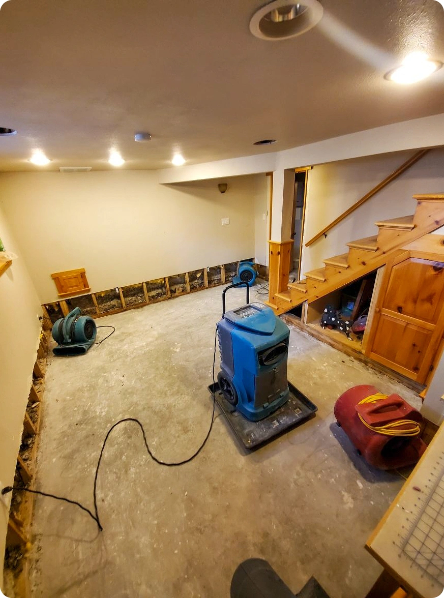 Water damage repair in progress
